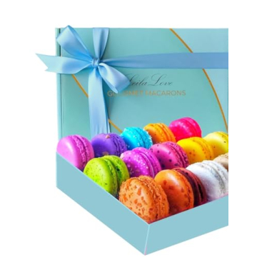 LeilaLove Macarons Gift Box with 16 Specialty Flavors