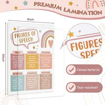 Eersida 10 Pcs Boho Rainbow Grammar Educational Posters Parts of Speech for Elementary Classroom Decor English Teachers School Learning Supplies, 8 x 10 Inch