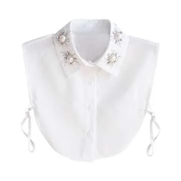 Joyci Stylish Pearl Peter Pan Fake Collar - Detachable Fashion Accessory