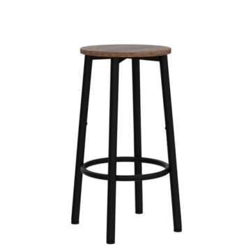 HOOBRO Bar Stools, Set of 2 Bar Chairs, Kitchen Round Height Stools with Footrest, Breakfast Bar Stools, Sturdy Steel Frame, for Dining Room, Kitchen, Party, Easy Assembly, Rustic Brown BF03BY01