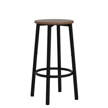 HOOBRO Bar Stools, Set of 2 Bar Chairs, Kitchen Round Height Stools with Footrest, Breakfast Bar Stools, Sturdy Steel Frame, for Dining Room, Kitchen, Party, Easy Assembly, Rustic Brown BF03BY01