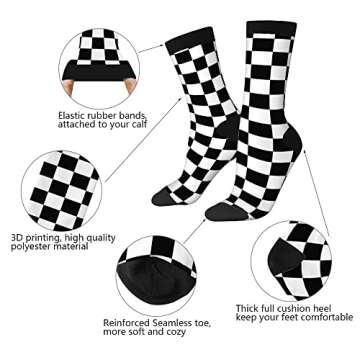 AOYEGO Fun Black White Checkered Socks - Perfect Gift