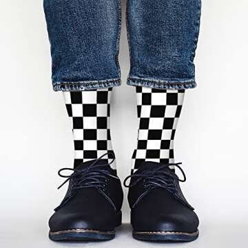 AOYEGO Fun Black White Checkered Socks - Perfect Gift