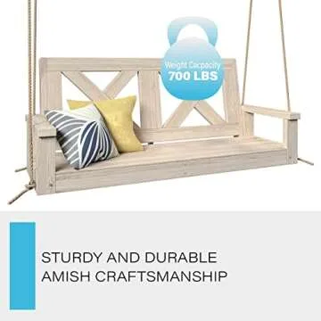 Porchgate Amish Heavy Duty 700 Lb Farmhouse Porch Swing W/Ropes (4 Foot, Unfinished)