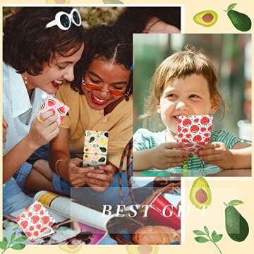 Vicenpal Compact Mirrors Small Pocket Fruit Design Mini Magnifying Portable Makeup Compact Pu Leather Double Sided Pocket Mirror for Women Girls Mother Kids Gift(6 Pcs)