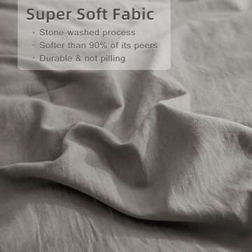 QSH Shabby Grey Ruffled Chic Comforter Queen Size, Farmhouse Boho Bedding Comforter Sets, 3 Pieces All Season Microfiber Inner Fill Bedding, Ultra Soft Lightweight Comforter Queen for Bed