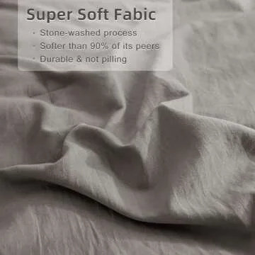 QSH Shabby Grey Ruffled Chic Comforter Queen Size, Farmhouse Boho Bedding Comforter Sets, 3 Pieces All Season Microfiber Inner Fill Bedding, Ultra Soft Lightweight Comforter Queen for Bed