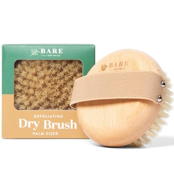 Bare Botanics Dry Body Brush for Lymphatic Drainage and Exfoliation - Ergonomic Design, Natural Boar...
