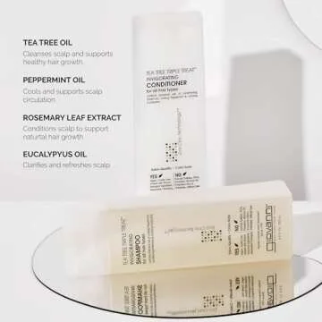 GIOVANNI Tea Tree Triple Treat Invigorating Shampoo & Conditioner Set - Cooling Peppermint, Eucalyptus, Rosemary, Helps Dry, Flaky Scalp, Salon Quality, Vegan, Cruelty Free - 8.5 oz Each