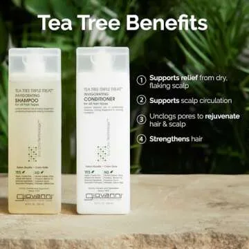 GIOVANNI Tea Tree Triple Treat Invigorating Shampoo & Conditioner Set - Cooling Peppermint, Eucalyptus, Rosemary, Helps Dry, Flaky Scalp, Salon Quality, Vegan, Cruelty Free - 8.5 oz Each
