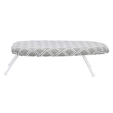Amazon Basics Compact Tabletop Ironing Board with Folding Legs - Trellis Removable Cover, Chevron, 2...