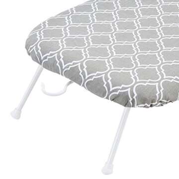 Amazon Basics Compact Tabletop Ironing Board with Folding Legs - Trellis Removable Cover, Chevron, 23.6"L x 7.1"W x 14.3"H