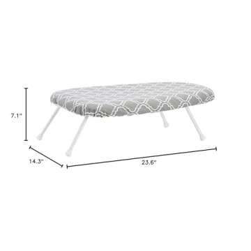 Amazon Basics Compact Tabletop Ironing Board with Folding Legs - Trellis Removable Cover, Chevron, 23.6"L x 7.1"W x 14.3"H