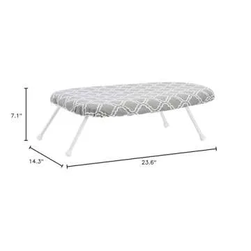 Amazon Basics Compact Tabletop Ironing Board with Folding Legs - Trellis Removable Cover, Chevron, 23.6"L x 7.1"W x 14.3"H