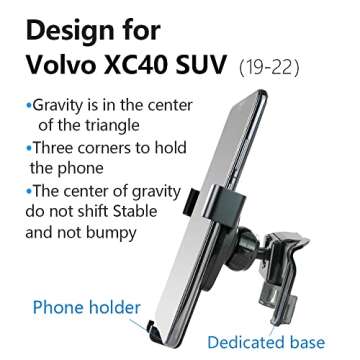 LUNQIN Car Phone Holder for Volvo XC40 2019 2020 2021 2022 2023 2024 2025 SUV Auto Accessories Navigation Bracket Interior Decoration Mobile Cell Phone Mount case
