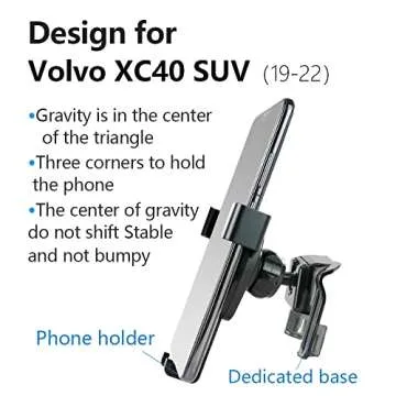 LUNQIN Car Phone Holder for Volvo XC40 2019 2020 2021 2022 2023 2024 2025 SUV Auto Accessories Navigation Bracket Interior Decoration Mobile Cell Phone Mount case