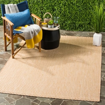 SAFAVIEH Courtyard Collection Area Rug - 6'7" x 9'6", Natural & Cream, Non-Shedding & Easy Care, Ind...