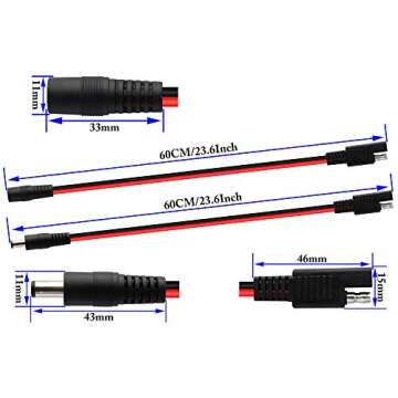 zdyCGTime SAE Plug to DC 5.5 x 2.1mm Adapter Cable with Reverse Polarization