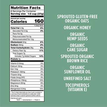 One Degree Organic Foods Gluten Free Granola Variety Pack - Cinnamon Flax, Vanilla Chia, Quinoa Cacao, and Honey Hemp - USDA Organic (4 Pack)