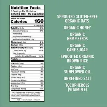 One Degree Organic Foods Gluten Free Granola Variety Pack - Cinnamon Flax, Vanilla Chia, Quinoa Cacao, and Honey Hemp - USDA Organic (4 Pack)