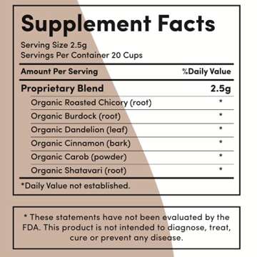 AIP Tea Prebiotic “Coffee” Blend for Autoimmune Protocol Foods with Chicory Root, Dandelion and Carob - Organic Caffeine Free Dandy Herbal