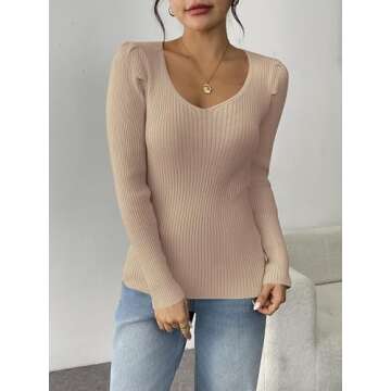 Shop ZEAGOO Puff Sleeve Sweater for Fall Fashion 2024