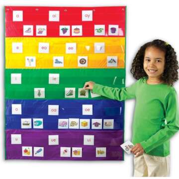 Learning Resources Rainbow Pocket Chart, Nylon, 42 L x 33-1/2 W in (LER2197)