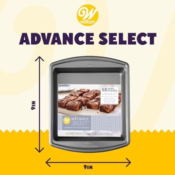 Wilton Advance Select Premium Non-Stick Square Cake Pan, Steel, Silver, 9 x 9-Inch