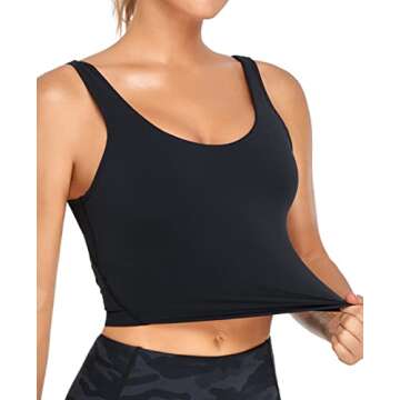 Oalka Longline Padded Crop Tank Yoga Bra for Women