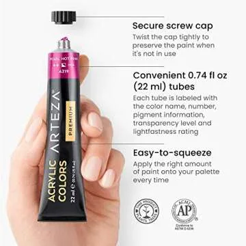 ARTEZA Metallic Acrylic Paint Set of 36 Colors with Acrylic Paint Set of 24 Colors Painting Art Supplies for Artist, Hobby Painters & Beginners