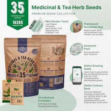 35 Medicinal & Tea Herb Seeds Variety Pack for Indoor & Outdoors