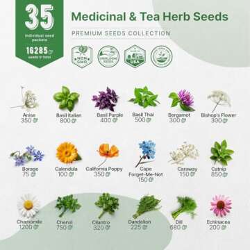 35 Medicinal & Tea Herb Seeds for Garden Lovers