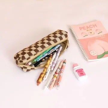 LYDZTION Checkered Makeup Bag Set - 3 Stylish Organizers