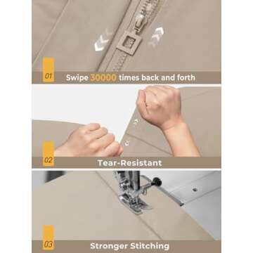 SaphiRose Women's Long Hooded Rain Jacket Outdoor Raincoat Windbreaker(Khaki,Medium)