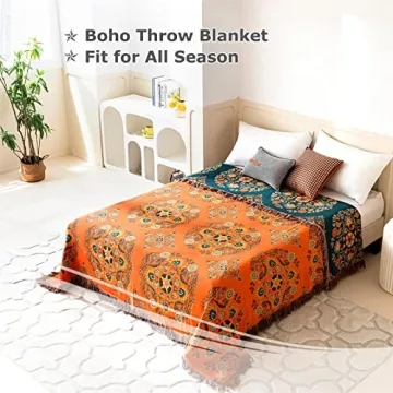 Cozy Boho Throw Blanket - 100% Cotton Chic & Versatile