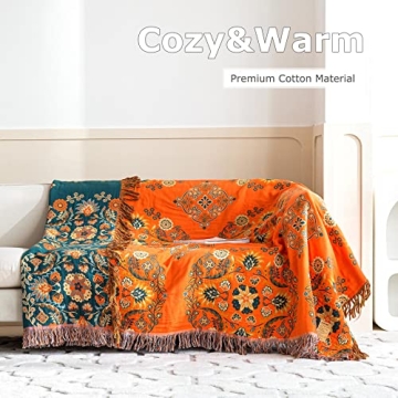 Cozy Boho Throw Blanket - 100% Cotton Chic & Versatile