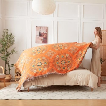 Cozy Boho Throw Blanket - 100% Cotton Chic & Versatile