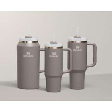 Stanley Quencher H2.0 Tumbler with Handle and Straw 40 oz | Flowstate 3-Position Lid | Cup Holder Compatible for Travel | Insulated Stainless Steel Cup | BPA-Free | Stone