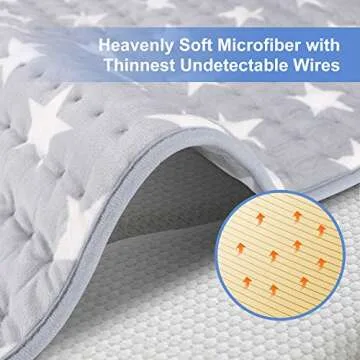 Heating Pad, 23.6''x 19.7''Inch XL Large Gray Heating Pad for Back、Waist、Abdomen 、Leg Pain Relief,with Auto Shut-Off Fast Heat-up with 6 Heating Levels Super Soft Material