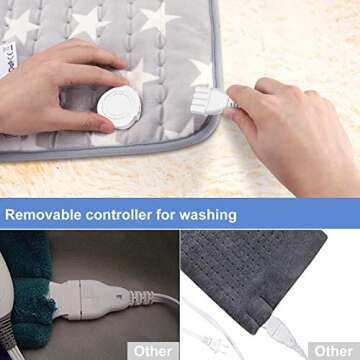 Heating Pad, 23.6''x 19.7''Inch XL Large Gray Heating Pad for Back、Waist、Abdomen 、Leg Pain Relief,with Auto Shut-Off Fast Heat-up with 6 Heating Levels Super Soft Material