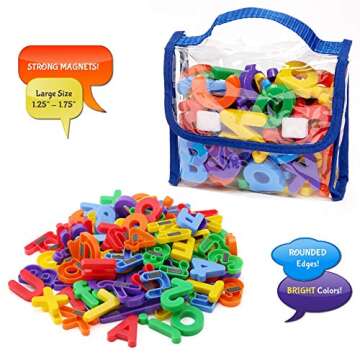 Kid’s Dry Erase Board and Magnet Set – 72 Piece Magnetic Letters and Stand-Up Easel Whiteboard for Writing, Drawing, Fun Learning – Educational Play Bundle for Home, Preschool – by EduKids