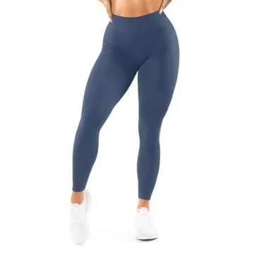 High Waisted Leggings for Women - No Front Seam Tummy Control Yoga Pants for Workout Running Seamless No See Through Navy Blue