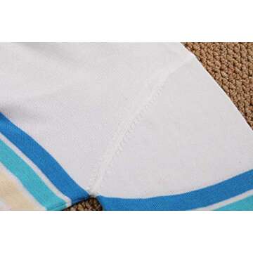 Klousilover Womens Rainbow Colorful Striped Tops Shirt Long Sleeve Crew Neck Lightweight Knit Pullover Loose Jumper Blouse