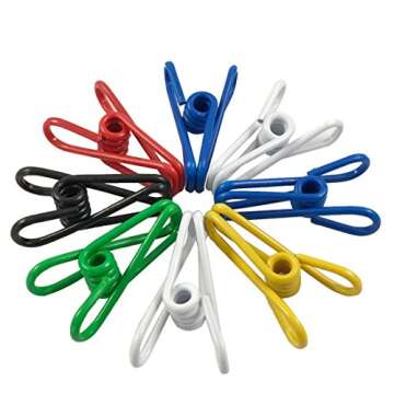 YAKA 36 Pcs Multi-Purpose Steel Wire Clips Holders,PVC-Coated Clothesline Utility Clips,Perfect Accessories & Supplies for Home Kitchen Office School Use(6 Colors) (36PCS)