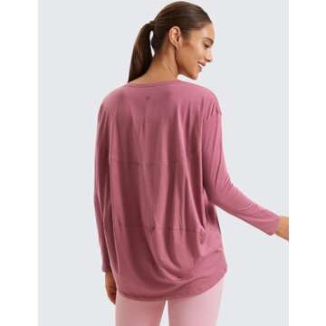 CRZ YOGA Pima Cotton Long Sleeve Workout Shirts for Women Loose Fit Athletic Yoga T-Shirts Casual Bo...