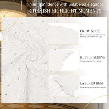 SAUKOLE Women’s Summer Ruffle Sleeve Crewneck Sweater Shirt Dress Patchwork Loose Flowy Tiered Dress White