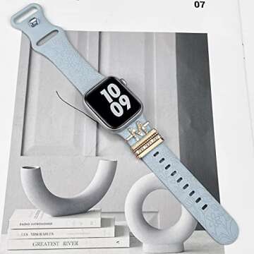 Kakurookie Decorative Rings Loops Compatible with Apple Watch Silicone Bands Charms 49mm 45mm 44mm 4...