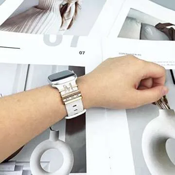 Kakurookie Decorative Rings Loops Compatible with Apple Watch Silicone Bands Charms 49mm 45mm 44mm 42mm 41mm 40mm 38mm iWatch Series 10 9 8 7 6 5 4 3 2 1 SE 2 Ultra 2 Charms Accessories (No Band)