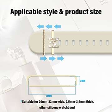 Kakurookie Decorative Rings Loops Compatible with Apple Watch Silicone Bands Charms 49mm 45mm 44mm 42mm 41mm 40mm 38mm iWatch Series 10 9 8 7 6 5 4 3 2 1 SE 2 Ultra 2 Charms Accessories (No Band)