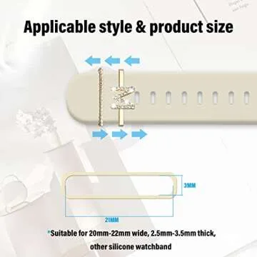 Kakurookie Decorative Rings Loops Compatible with Apple Watch Silicone Bands Charms 49mm 45mm 44mm 42mm 41mm 40mm 38mm iWatch Series 10 9 8 7 6 5 4 3 2 1 SE 2 Ultra 2 Charms Accessories (No Band)